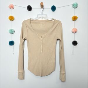Aerie Tan Layering Long Sleeve Henley